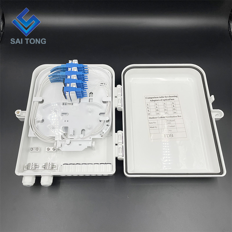 Caja de terminales de equipo de fibra FDB fabricada en China, caja de distribución de fibra óptica ftth interior/exterior de 16 núcleos con adaptador SC de 16 uds