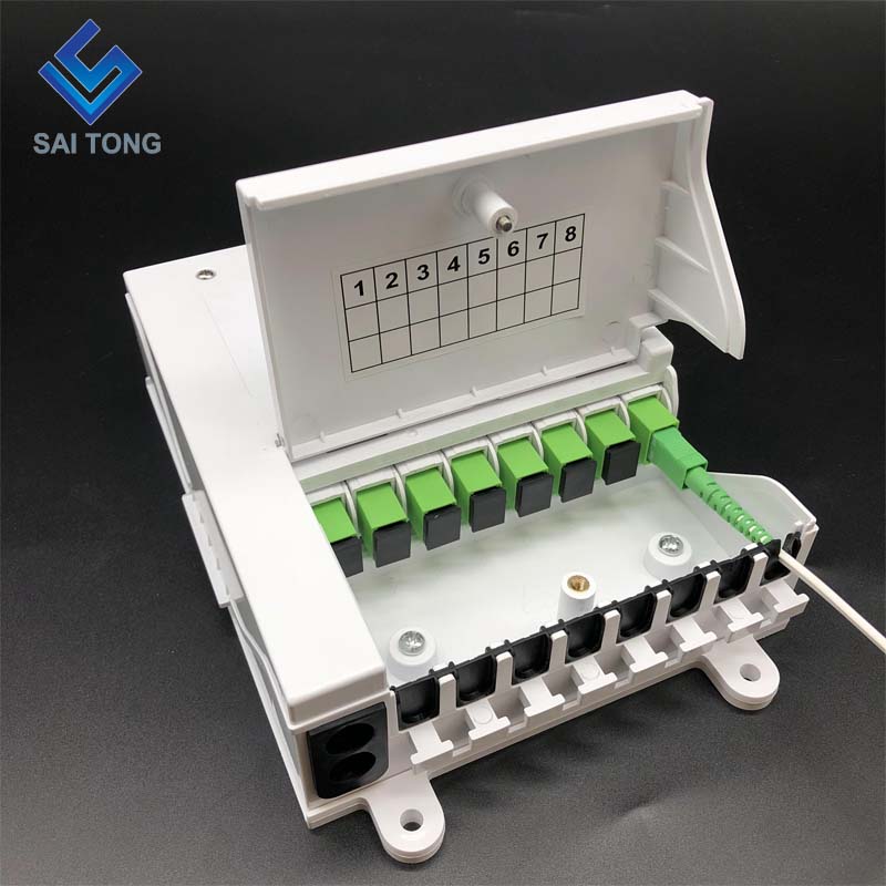 Cixi Saitong FTTH Caja de terminales de fibra óptica de 8 núcleos para interiores y exteriores 8 puertos Mini montado en la pared Nuevo producto con estilo ucraniano