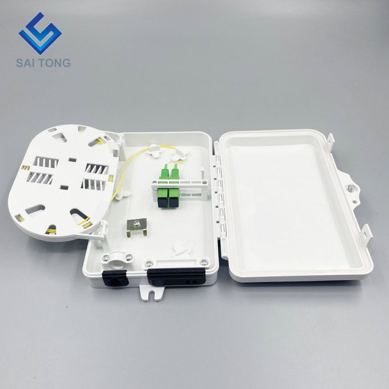 Mejor precio IP65 Suministro 1/2 puerto mini FTTH caja de fibra óptica exterior plástico 2 núcleos caja de terminales de fibra con adaptador SC LC