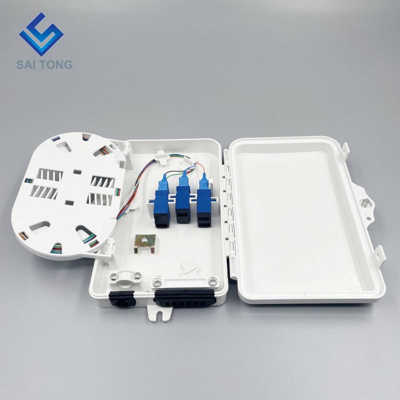 Saitong 1/6 puertos de alta calidad FTTH FTTX caja de distribución de fibra óptica de 6 núcleos caja de soporte PLC caja óptica ABS