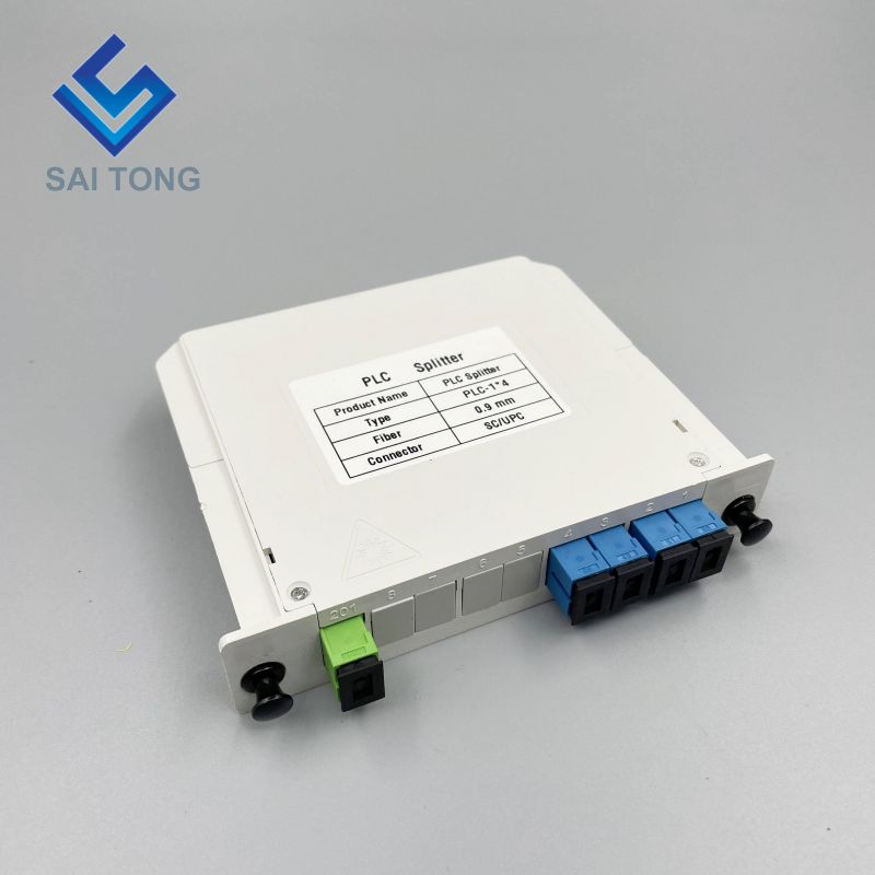 1:4 SC/UPC Rack Mount Plc Splitter ABS Box SC UPC Conectores Cassette Tipo 1X4 Fibra óptica Splitter