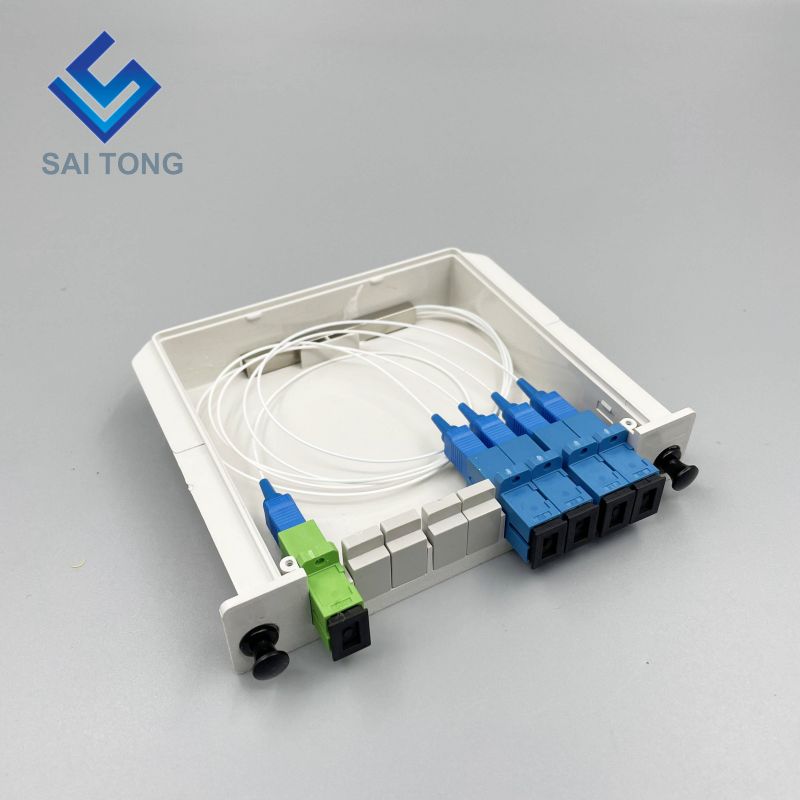 1:4 SC/UPC Rack Mount Plc Splitter ABS Box SC UPC Conectores Cassette Tipo 1X4 Fibra óptica Splitter