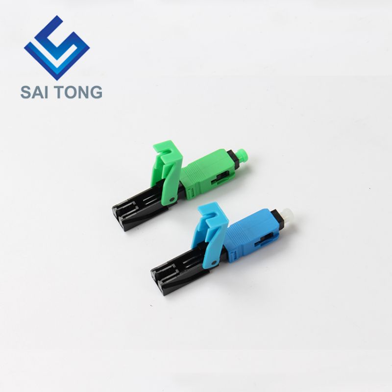 Conector rápido de fibra óptica FTTH sc apc, cable de fibra de color verde, conector rápido, montaje en campo, monomodo