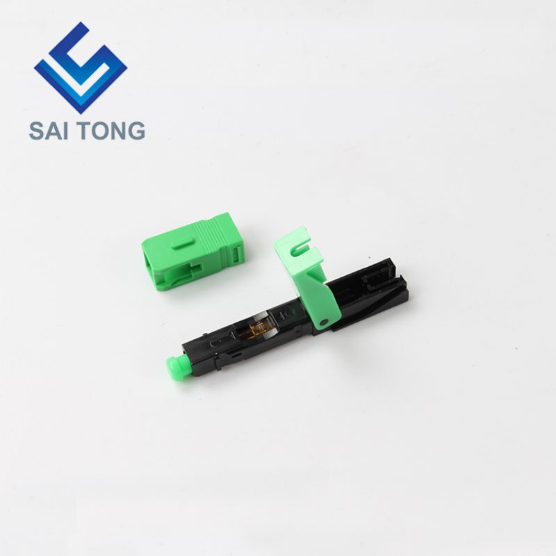 Conector rápido de fibra óptica FTTH sc apc, cable de fibra de color verde, conector rápido, montaje en campo, monomodo