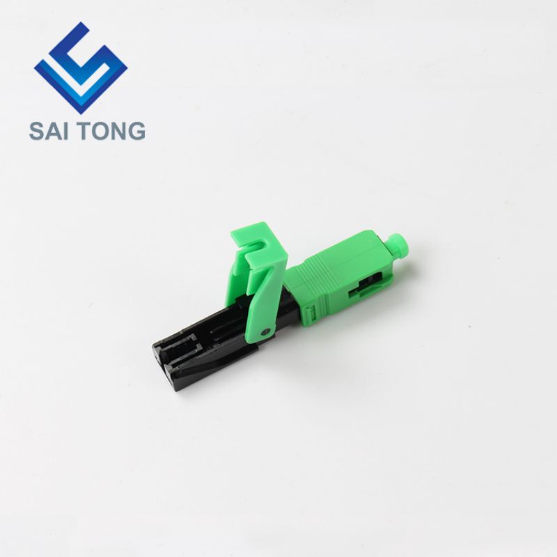 Conector rápido de fibra óptica FTTH sc apc, cable de fibra de color verde, conector rápido, montaje en campo, monomodo