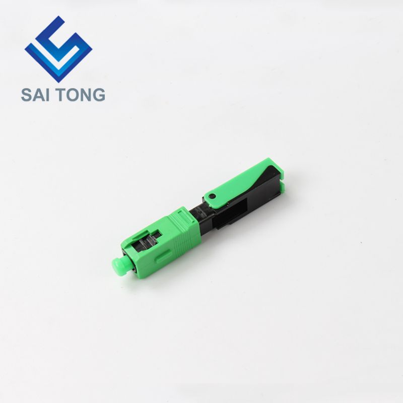 Conector rápido de fibra óptica FTTH sc apc, cable de fibra de color verde, conector rápido, montaje en campo, monomodo