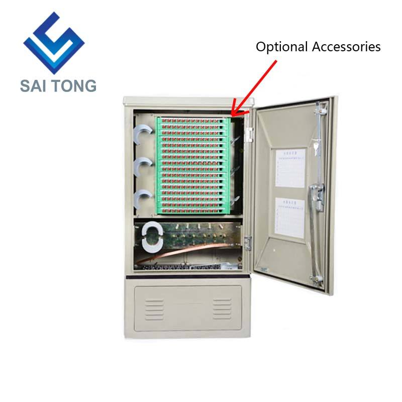 SaiTong FTTH 144 Core cross connect gabinete de equipo de telecomunicaciones SMC exterior impermeable IP55 144 core gabinetes de fibra óptica ODF