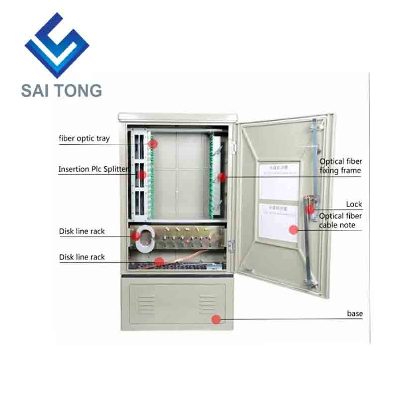 Gabinete central de distribución de fibra SaiTong FTTH 144 Core, Material SMC, impermeable, acceso exterior, gabinete de fibra óptica 144