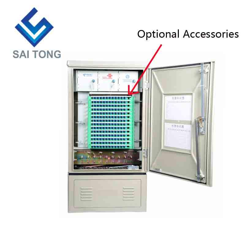 Gabinete de distribución óptica de 144 núcleos FTTH de alta calidad de SaiTong, gabinete de fibra óptica de 144 núcleos IP55 resistente al agua para exteriores, ODF ODB