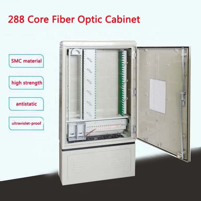 Gran oferta SaiTong FTTH 288 núcleo de distribución de fibra gabinete exterior SMC Material impermeable al aire libre 288 gabinetes de fibra ODF ODB