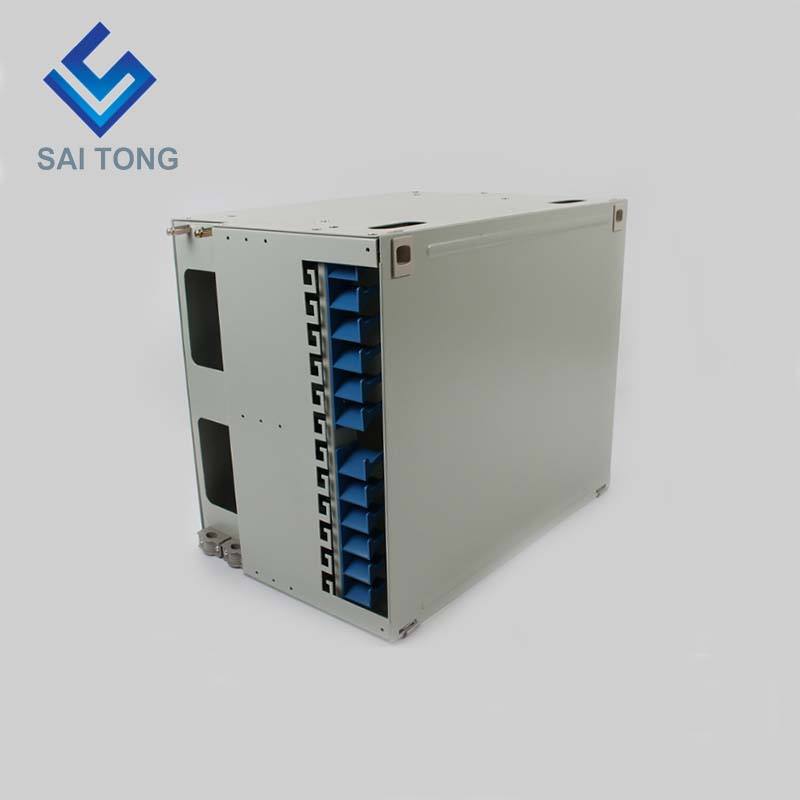 2022 SaiTong FTTH 19 pulgadas Montaje en rack Gabinete de 144 puertos SC / FC ODF 12U Marco de distribución de fibra óptica de 144 núcleos Carga completa opcional