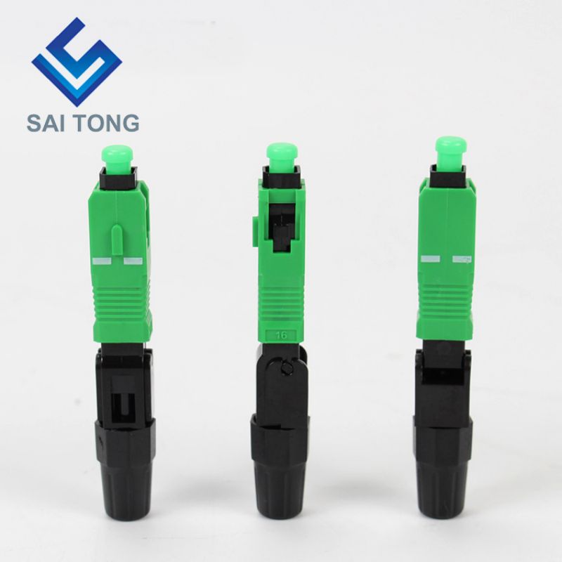 SC APC monomodo verde azul montaje de campo conector óptico rápido conector rápido de fibra óptica para cable de caída ftth