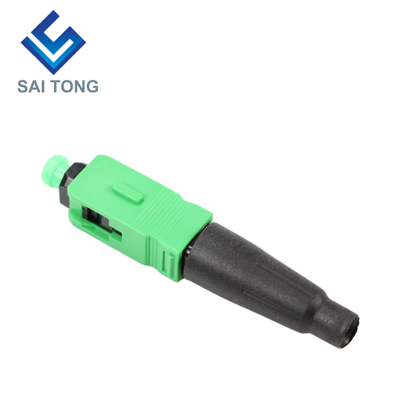 Conector rápido de fibra óptica Saitong FTTH sc apc cable de fibra de color verde conector rápido montaje en campo monomodo