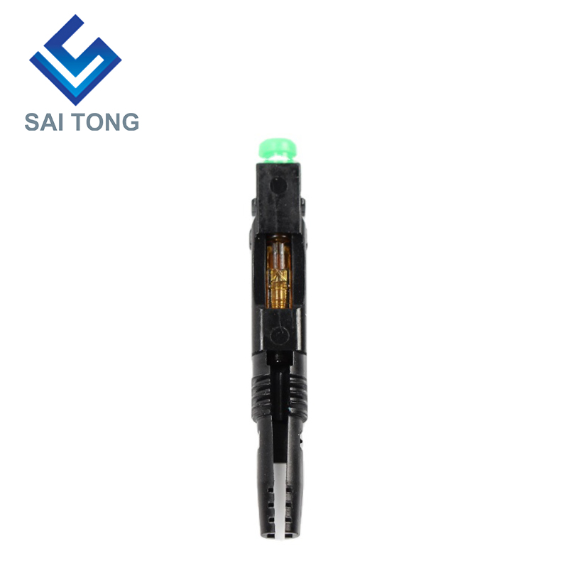 Conector rápido de fibra óptica Saitong FTTH sc apc cable de fibra de color verde conector rápido montaje en campo monomodo